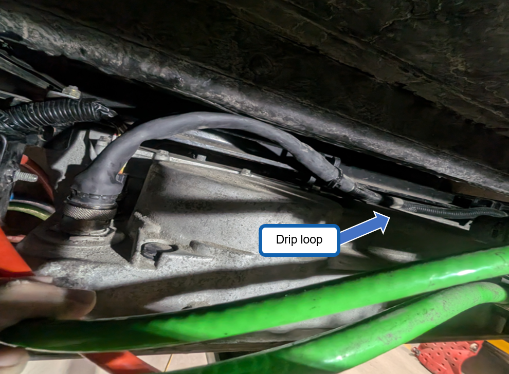 Figure 5 – Drip loop of the C56 cable along the crossmember.