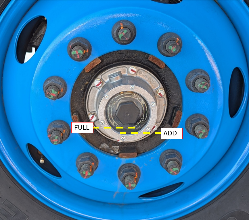 Figure 1 – Front hub lubricating oil level