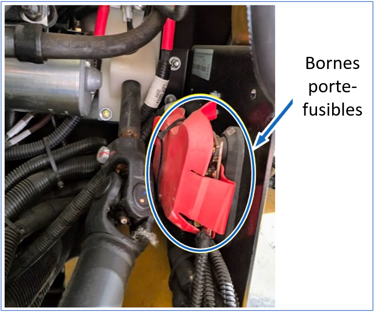 – Emplacement des porte-fusibles à resserrer.