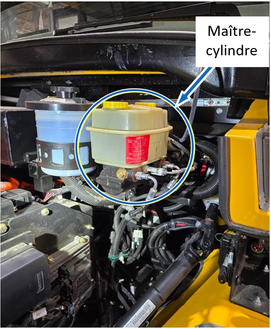 – Emplacement du servofrein et du maître-cylindre.