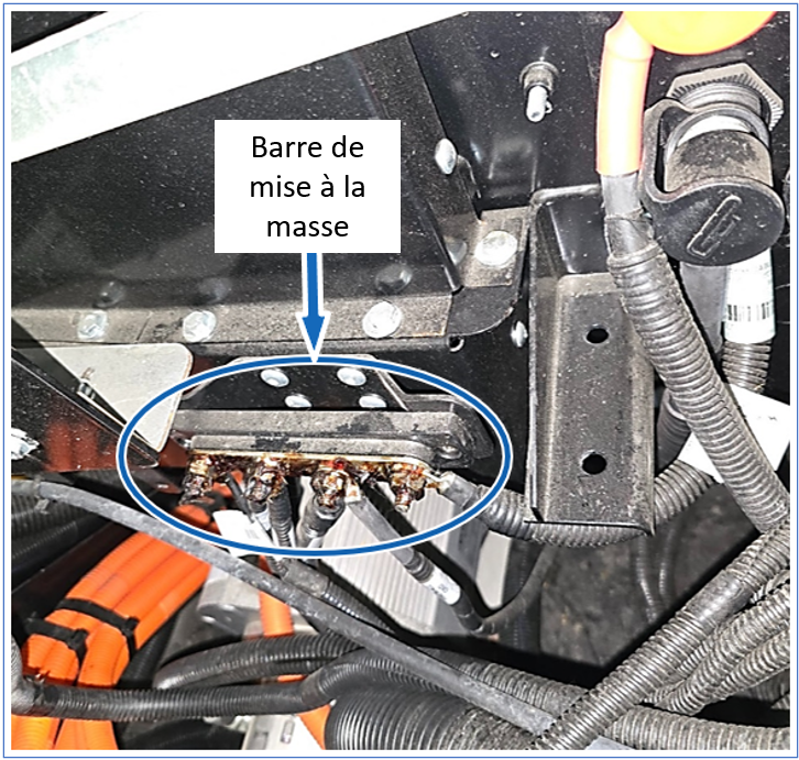 – Emplacement de la barre de mise à la masse.