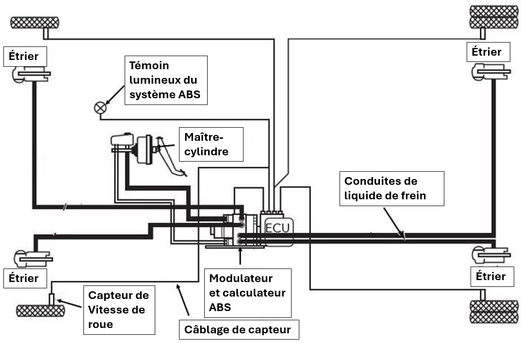 Figure 1 - Circuit hydraulique de freinage.
